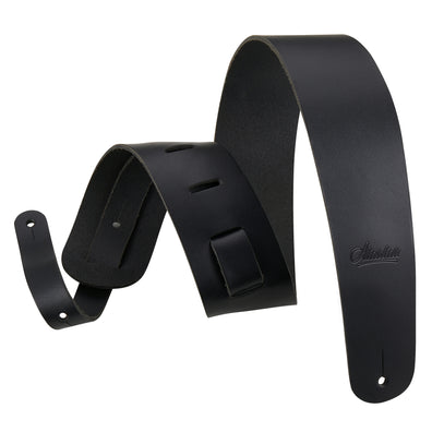 Amumu Vegetable Tanned Leather Black Guitar Strap -VTL01-BK
